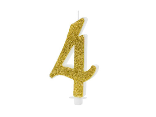 Picture of BIRTHDAY CANDLE GOLD TWIRL NUMBER 4